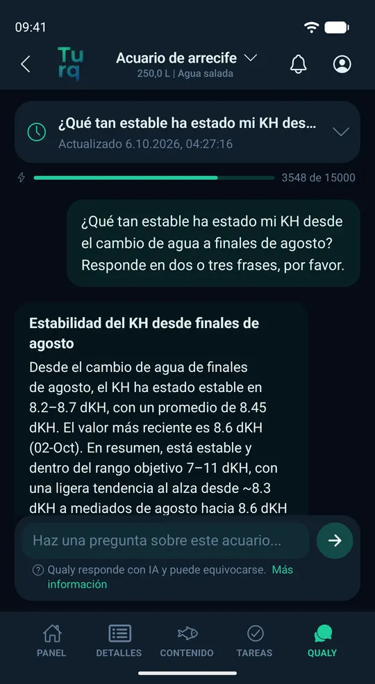 Chat de Qualy con aviso de IA